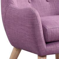 Binie Kids Chair w Wood Angled Legs, Pink Purple Button Tufted Linen -BM335488