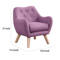 Binie Kids Chair w Wood Angled Legs, Pink Purple Button Tufted Linen -BM335488