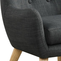 Binie Kids Chair with Wood Angled Legs, Gray Button Tufted Linen -BM335489