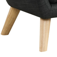 Binie Kids Chair with Wood Angled Legs, Gray Button Tufted Linen -BM335489