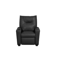 Chang Kids Recliner Chair, Built In Cupholder, Black Faux Leather -BM335490