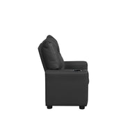 Chang Kids Recliner Chair, Built In Cupholder, Black Faux Leather -BM335490