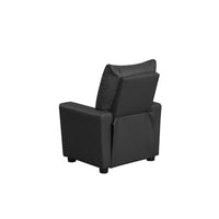 Chang Kids Recliner Chair, Built In Cupholder, Black Faux Leather -BM335490