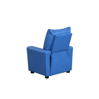 Chang Kids Recliner Chair, Built In Cupholder, Blue Faux Leather -BM335492