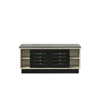 Moxie Shoe Cabinet, Black Sliding Doors, Fabric Top, Oak Wood 39 Inch -BM335493