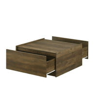 Trav Square Coffee Table, 2 Drawer, Raised Lip Tray Top, Brown 32 Inch -BM335494