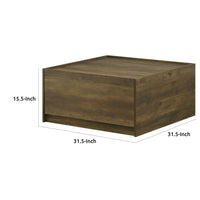 Trav Square Coffee Table, 2 Drawer, Raised Lip Tray Top, Brown 32 Inch -BM335494