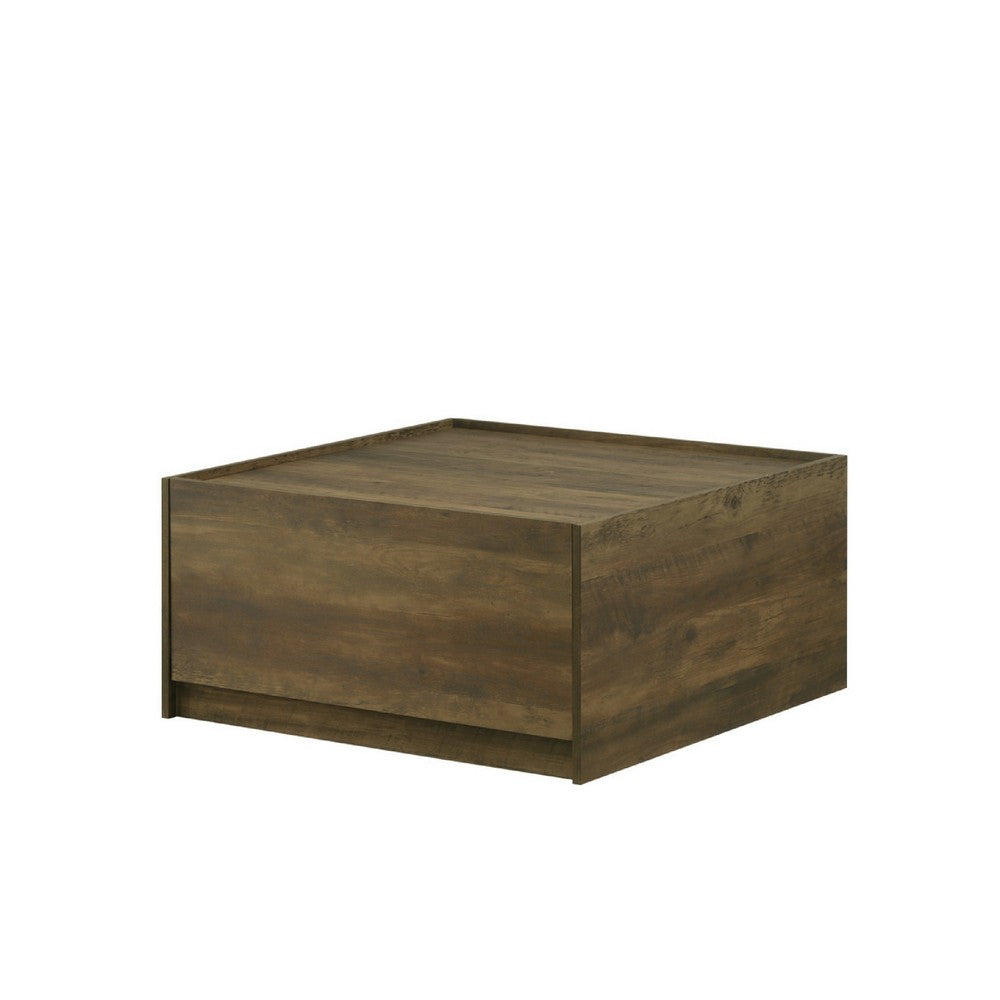 Trav Square Coffee Table, 2 Drawer, Raised Lip Tray Top, Brown 32 Inch -BM335494