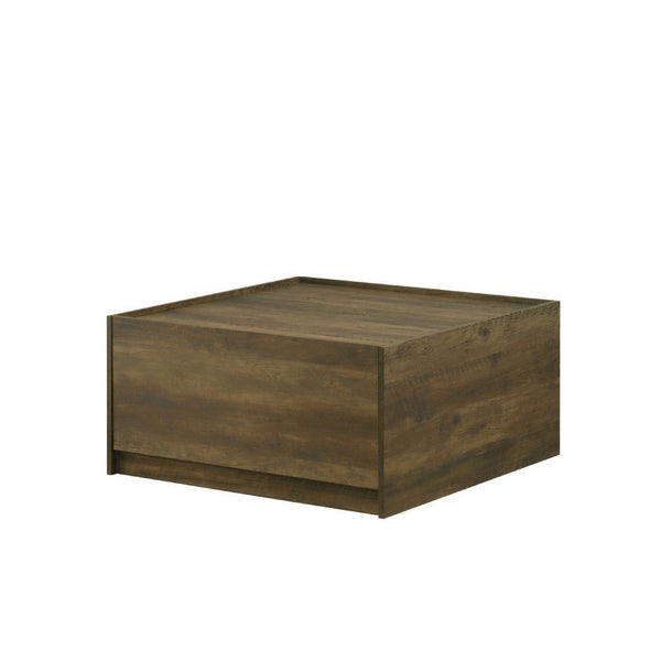 Trav Square Coffee Table, 2 Drawer, Raised Lip Tray Top, Brown 32 Inch -BM335494