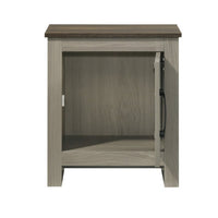 Nena End Table with Cabinet Door, Brown Wood Top, Oak Gray 22 Inch -BM335497