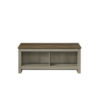 Nena Coffee Table with Open Shelves, Brown Wood Top, Oak Gray 43 Inch -BM335498