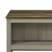 Nena Coffee Table with Open Shelves, Brown Wood Top, Oak Gray 43 Inch -BM335498