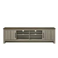 Nena TV Stand Cabinet, 2 Cabinet Doors, Brown Wood Top, Oak Gray -BM335499