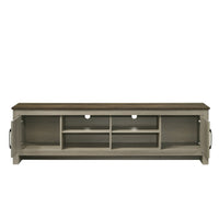 Nena TV Stand Cabinet, 2 Cabinet Doors, Brown Wood Top, Oak Gray -BM335499
