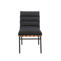 Kive Dining Chair Set of 2, Iron Legs, Black Channel Tufted Boucle -BM335500