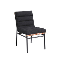 Kive Dining Chair Set of 2, Iron Legs, Black Channel Tufted Boucle -BM335500