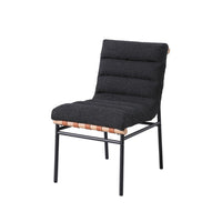 Kive Dining Chair Set of 2, Iron Legs, Black Channel Tufted Boucle -BM335500