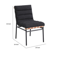 Kive Dining Chair Set of 2, Iron Legs, Black Channel Tufted Boucle -BM335500