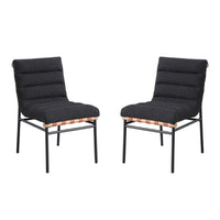 Kive Dining Chair Set of 2, Iron Legs, Black Channel Tufted Boucle -BM335500
