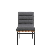 Kive Dining Chair Set of 2, Black Iron Legs, Gray Channel Tuft Boucle -BM335501