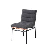 Kive Dining Chair Set of 2, Black Iron Legs, Gray Channel Tuft Boucle -BM335501