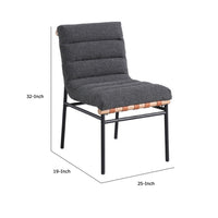Kive Dining Chair Set of 2, Black Iron Legs, Gray Channel Tuft Boucle -BM335501