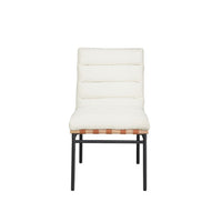 Kive Dining Chair Set of 2, Black Iron Legs, White Channel Tuft Boucle -BM335502