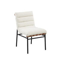 Kive Dining Chair Set of 2, Black Iron Legs, White Channel Tuft Boucle -BM335502