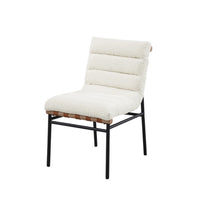 Kive Dining Chair Set of 2, Black Iron Legs, White Channel Tuft Boucle -BM335502
