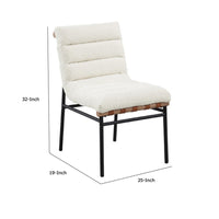 Kive Dining Chair Set of 2, Black Iron Legs, White Channel Tuft Boucle -BM335502