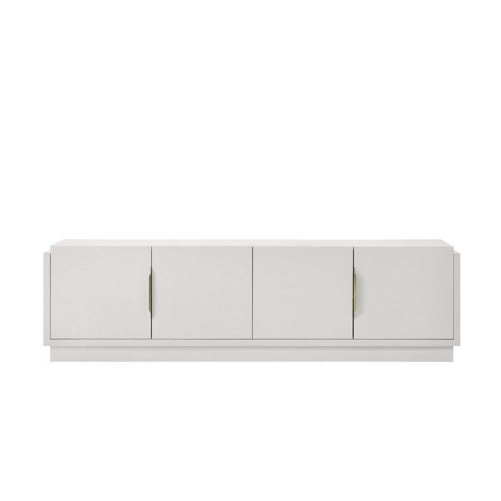 Penny TV Stand Media Cabinet, Adjustable Shelves, 4 Doors, White Wood -BM335503