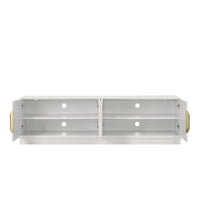 Penny TV Stand Media Cabinet, Adjustable Shelves, 4 Doors, White Wood -BM335503