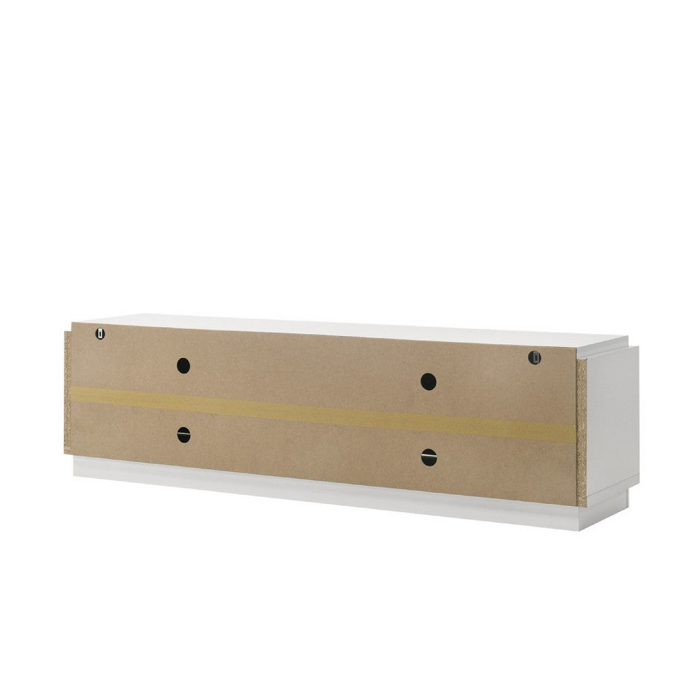 Penny TV Stand Media Cabinet, Adjustable Shelves, 4 Doors, White Wood -BM335503