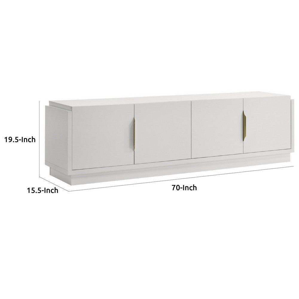 Penny TV Stand Media Cabinet, Adjustable Shelves, 4 Doors, White Wood -BM335503