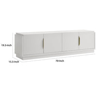 Penny TV Stand Media Cabinet, Adjustable Shelves, 4 Doors, White Wood -BM335503