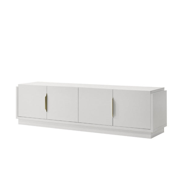 Penny TV Stand Media Cabinet, Adjustable Shelves, 4 Doors, White Wood -BM335503