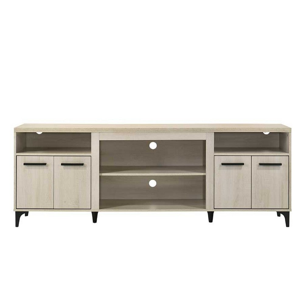 Evans TV Stand Media Cabinet, 4 Doors and Adjustable Shelf, Oak Brown -BM335505