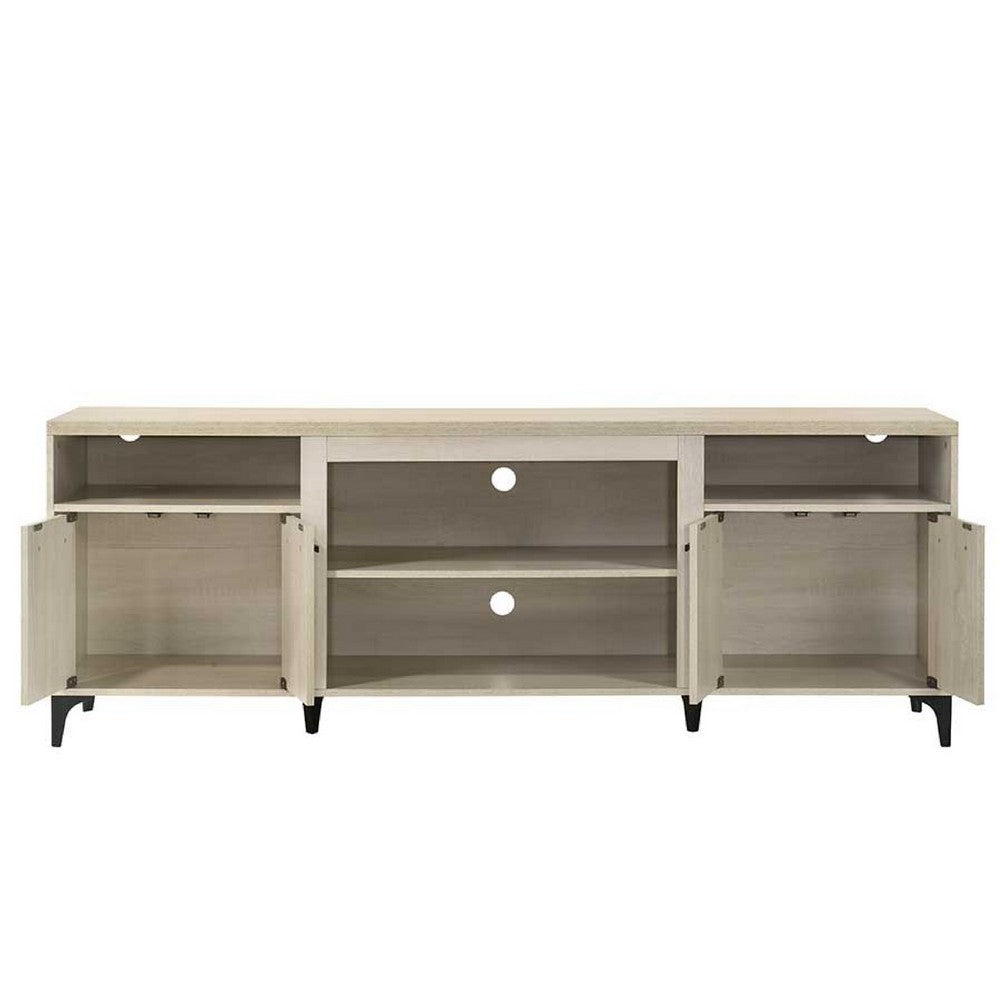 Evans TV Stand Media Cabinet, 4 Doors and Adjustable Shelf, Oak Brown -BM335505