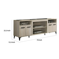 Evans TV Stand Media Cabinet, 4 Doors and Adjustable Shelf, Oak Brown -BM335505