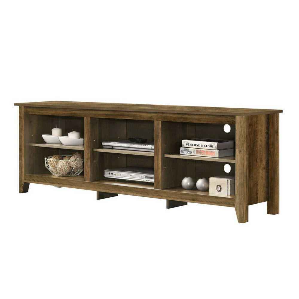 Nitto TV Stand Media Cabinet, Adjustable Shelves, Oak Brown 70 Inch -BM335521