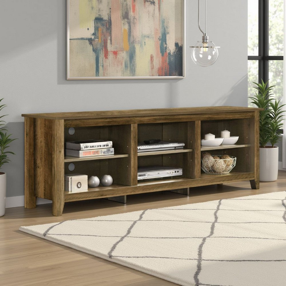 Nitto TV Stand Media Cabinet, Adjustable Shelves, Oak Brown 70 Inch -BM335521