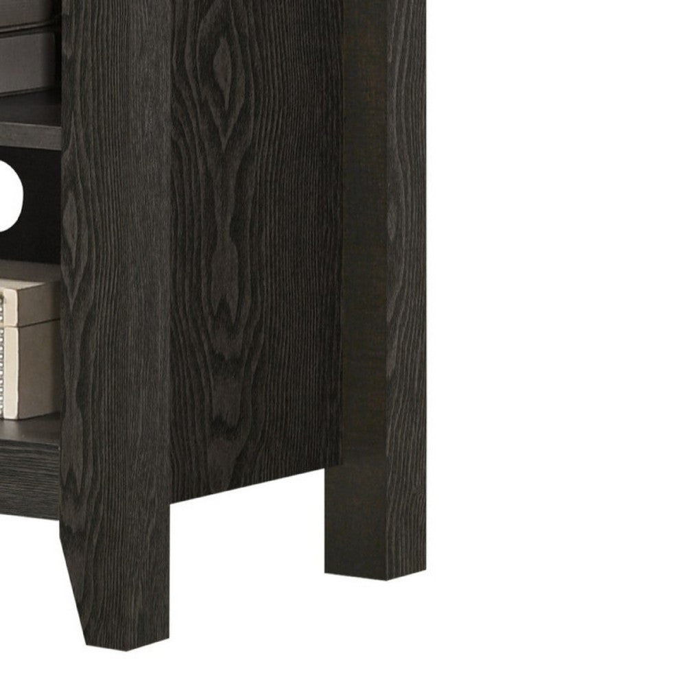 Nitto TV Stand Media Cabinet, Adjustable Open Shelf, Dark Gray 70 Inch -BM335522