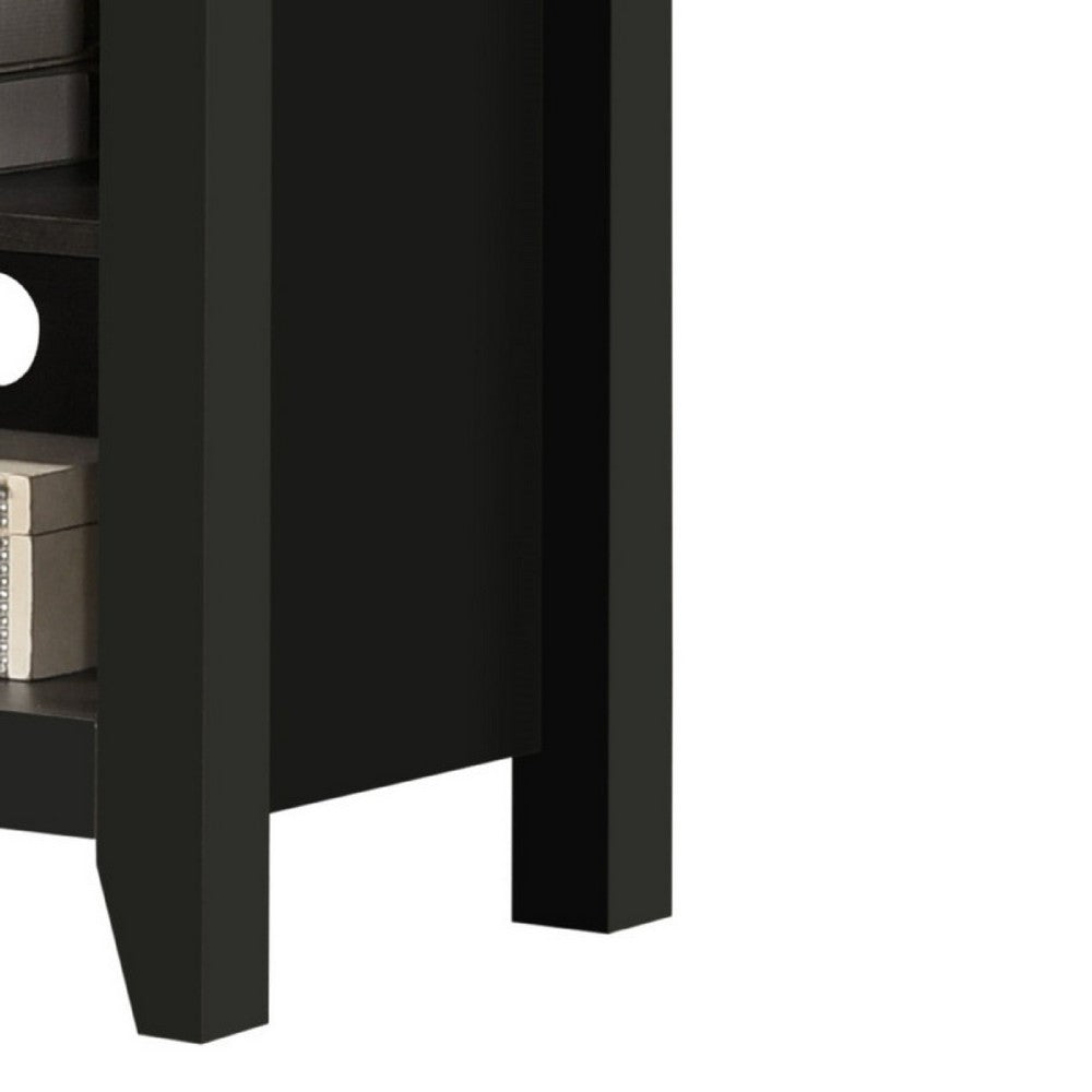 Nitto TV Stand Media Cabinet, Adjustable Shelves, Black Wood 70 Inch -BM335523