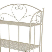 Modern Plant Stand with 3 Tier Shelves, Scrolled Floral White Metal -BM335553