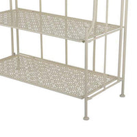 Modern Plant Stand with 3 Tier Shelves, Scrolled Floral White Metal -BM335553