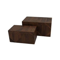 Decorative Storage Box Set of 2, Line Pattern, Modern Brown Wood -BM335554