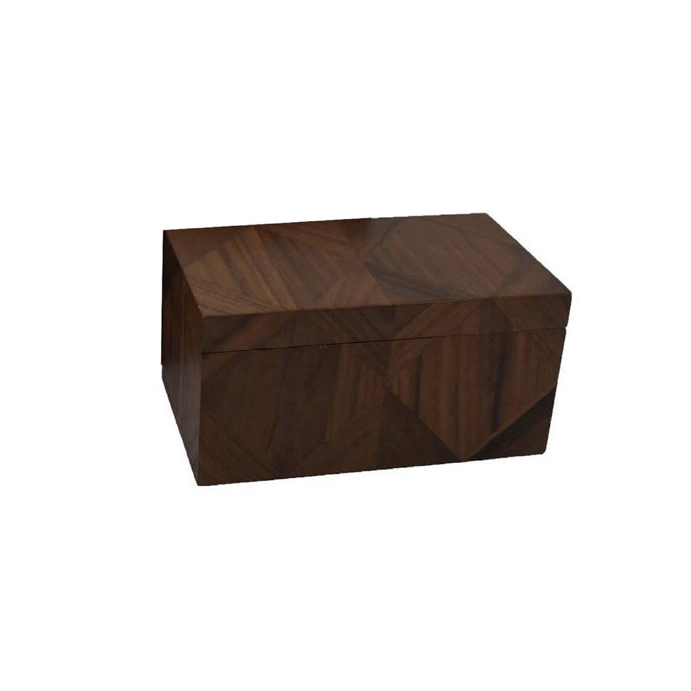 Decorative Storage Box Set of 2, Line Pattern, Modern Brown Wood -BM335554