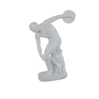 Decorative Discus Thrower Sculpture, 18 Inch Modern White Resin -BM335555