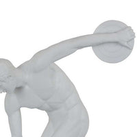 Decorative Discus Thrower Sculpture, 18 Inch Modern White Resin -BM335555