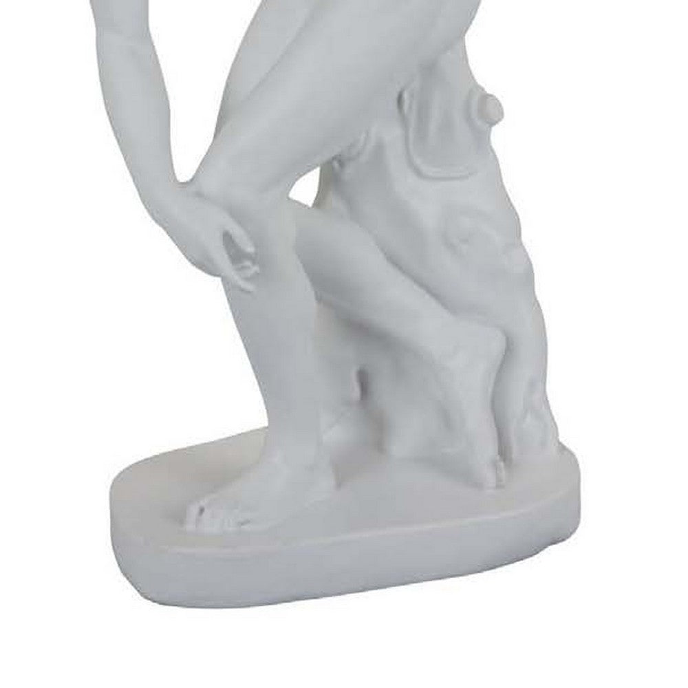 Decorative Discus Thrower Sculpture, 18 Inch Modern White Resin -BM335555